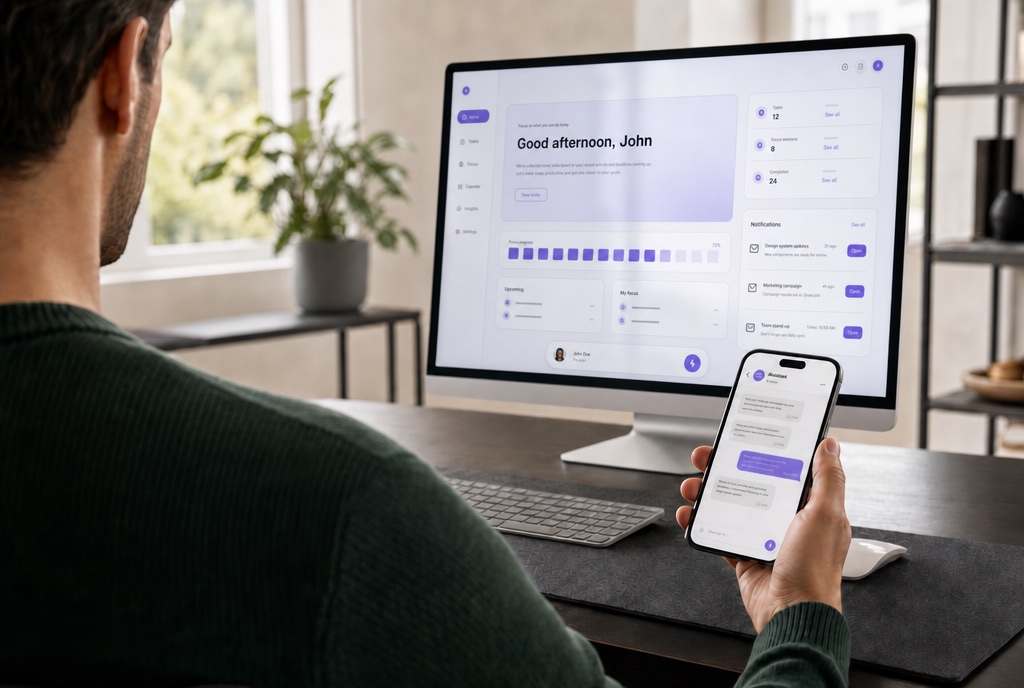 Altmind on a desktop dashboard and on a phone