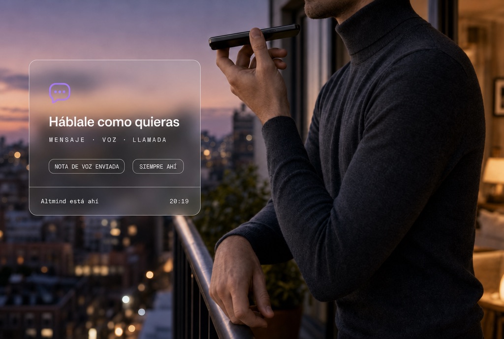 Text, send a voice note, or call Altmind